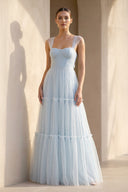Sweetheart Ruched Maxi Dress in Sky Blue - SHE IS ME