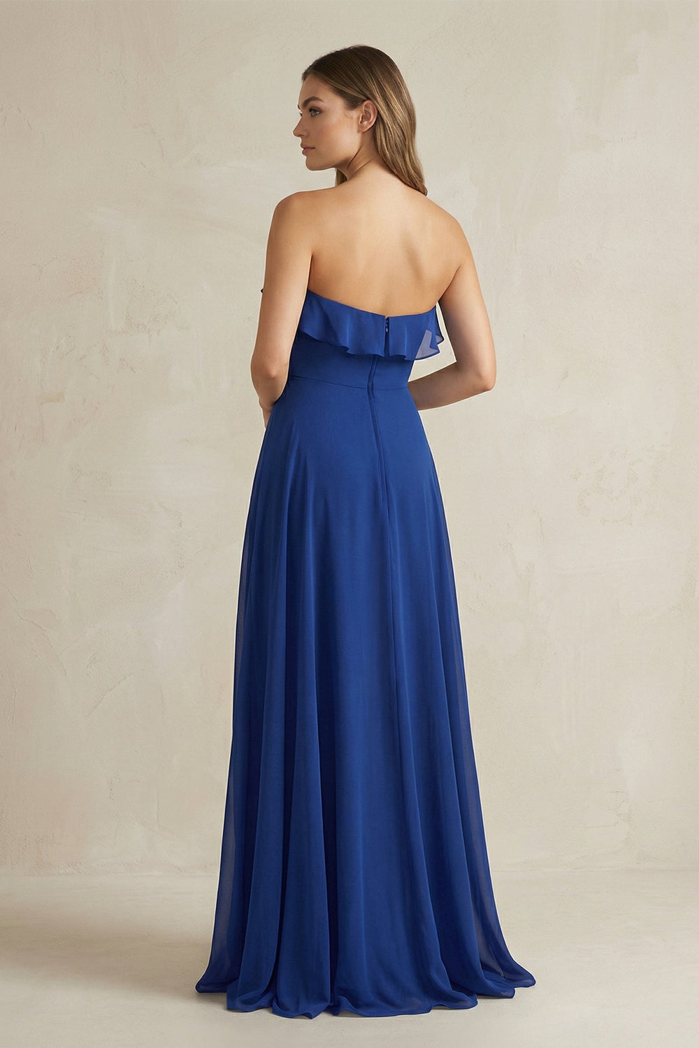 Sweetheart Ruffled A - Line Chiffon Bridesmaid Dress in Royal Blue - SHE IS ME Bridesmaid Dresses