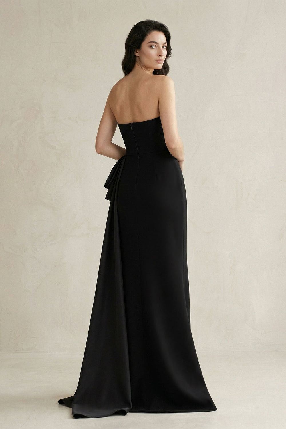 Sweetheart Satin Sheath Pleated Wedding Dress in Black - SHE IS ME Wedding Dresses