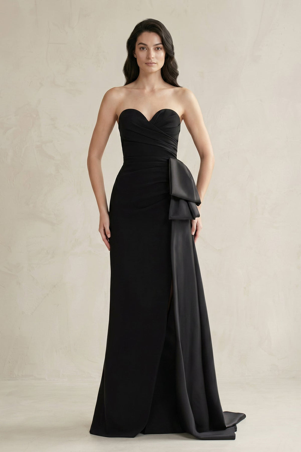 Sweetheart Satin Sheath Pleated Wedding Dress in Black - SHE IS ME Wedding Dresses