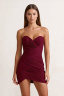 Burgundy Sweetheart Sheath Pleated Chiffon Homecoming Dress - SHEISME