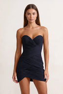 Navy Blue Sweetheart Sheath Pleated Chiffon Homecoming Dress | SHEISME