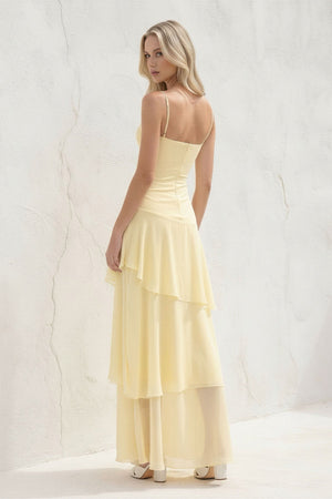 Tiered Chiffon Maxi Dress in Yellow - SHE IS ME