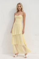 Tiered Chiffon Maxi Dress in Yellow - SHE IS ME