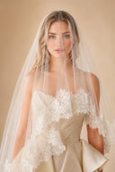 Tulle & Lace Traditional Drop Veils Wedding Veil in Ivory - SHE IS ME Wedding Veils