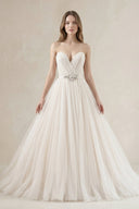 Tulle Sweetheart A - Line Pleated Wedding Gown in Ivory - SHE IS ME Wedding Dresses
