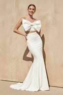 Two - Piece Mermaid Gown With Bow in White - SHE IS ME