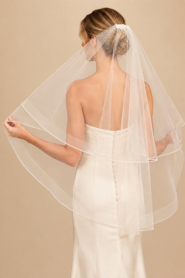 Two Tier Short Wedding Veils in Ivory - SHE IS ME Wedding Veils