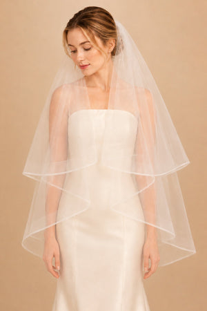 Two Tier Short Wedding Veils in Ivory - SHE IS ME Wedding Veils