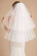 Two Tier Simple Short Wedding Veils in White - SHE IS ME Wedding Veils