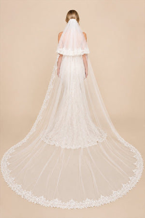 Two Tiers Lace Cathedral Veils in White - SHE IS ME Wedding Veils