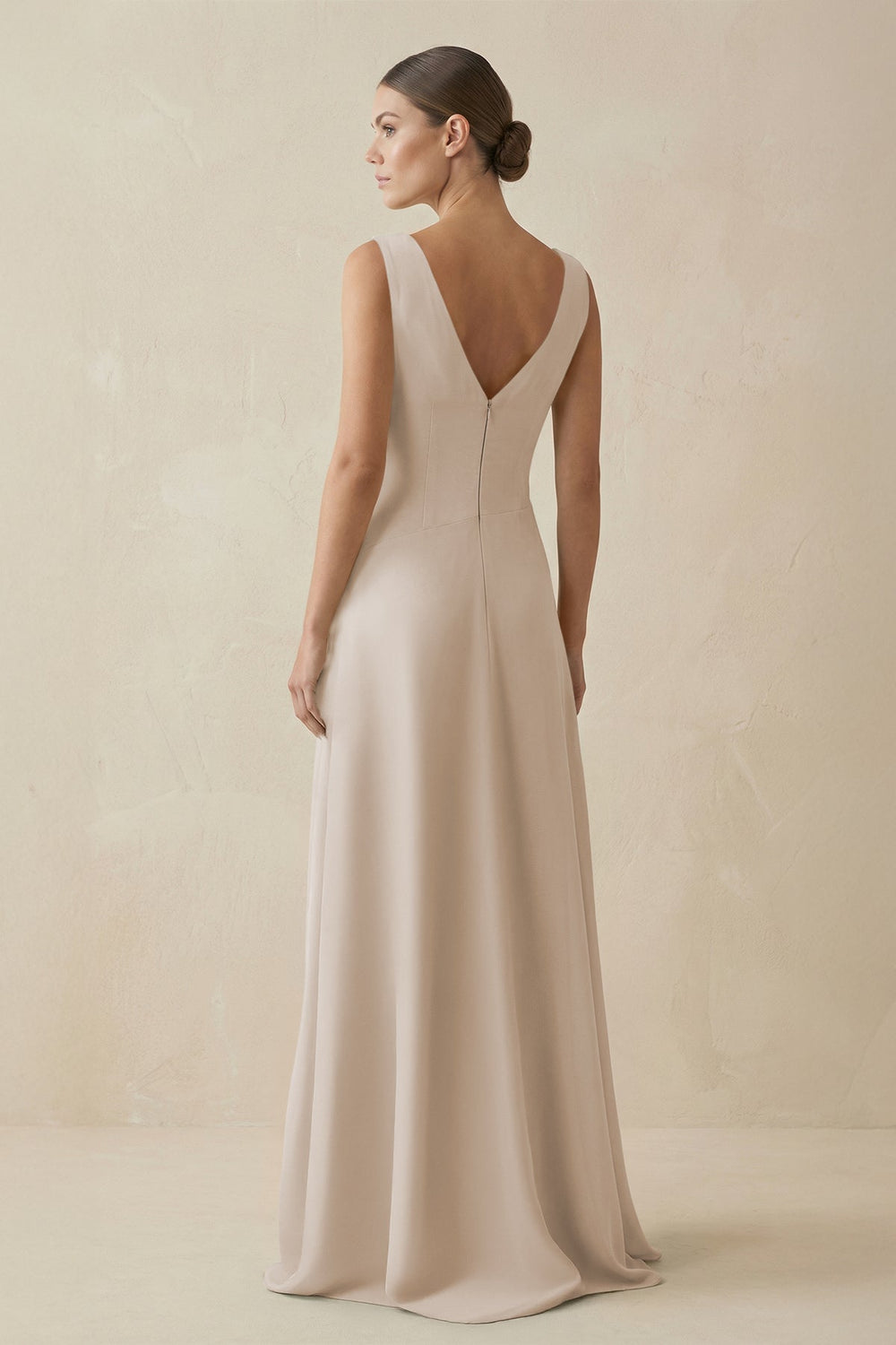 V - Neck A - Line Chiffon Ruffled Bridesmaid Dress in Frost - SHE IS ME Bridesmaid Dresses