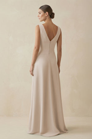V - Neck A - Line Chiffon Ruffled Bridesmaid Dress in Frost - SHE IS ME Bridesmaid Dresses