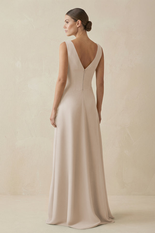 V - Neck A - Line Chiffon Ruffled Bridesmaid Dress in Frost - SHE IS ME Bridesmaid Dresses