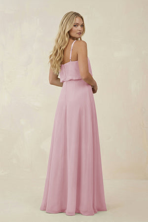 V - Neck Blouson A - Line Chiffon Bridesmaid Dress in Candy Pink - SHE IS ME Bridesmaid Dresses