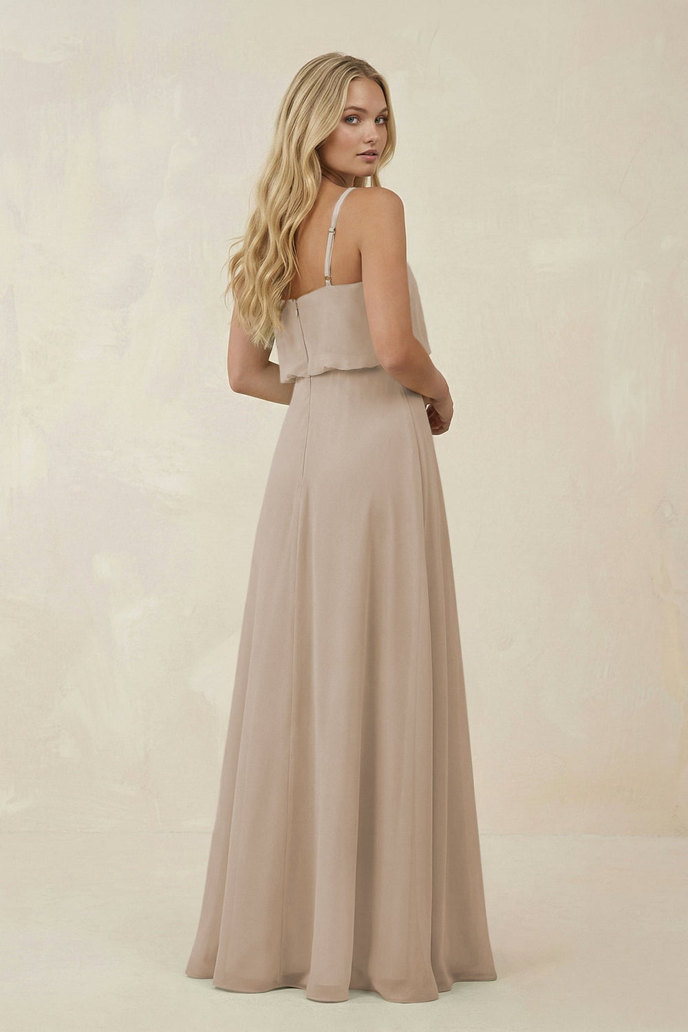 V - Neck Blouson A - Line Chiffon Bridesmaid Dress in Frost - SHE IS ME Bridesmaid Dresses