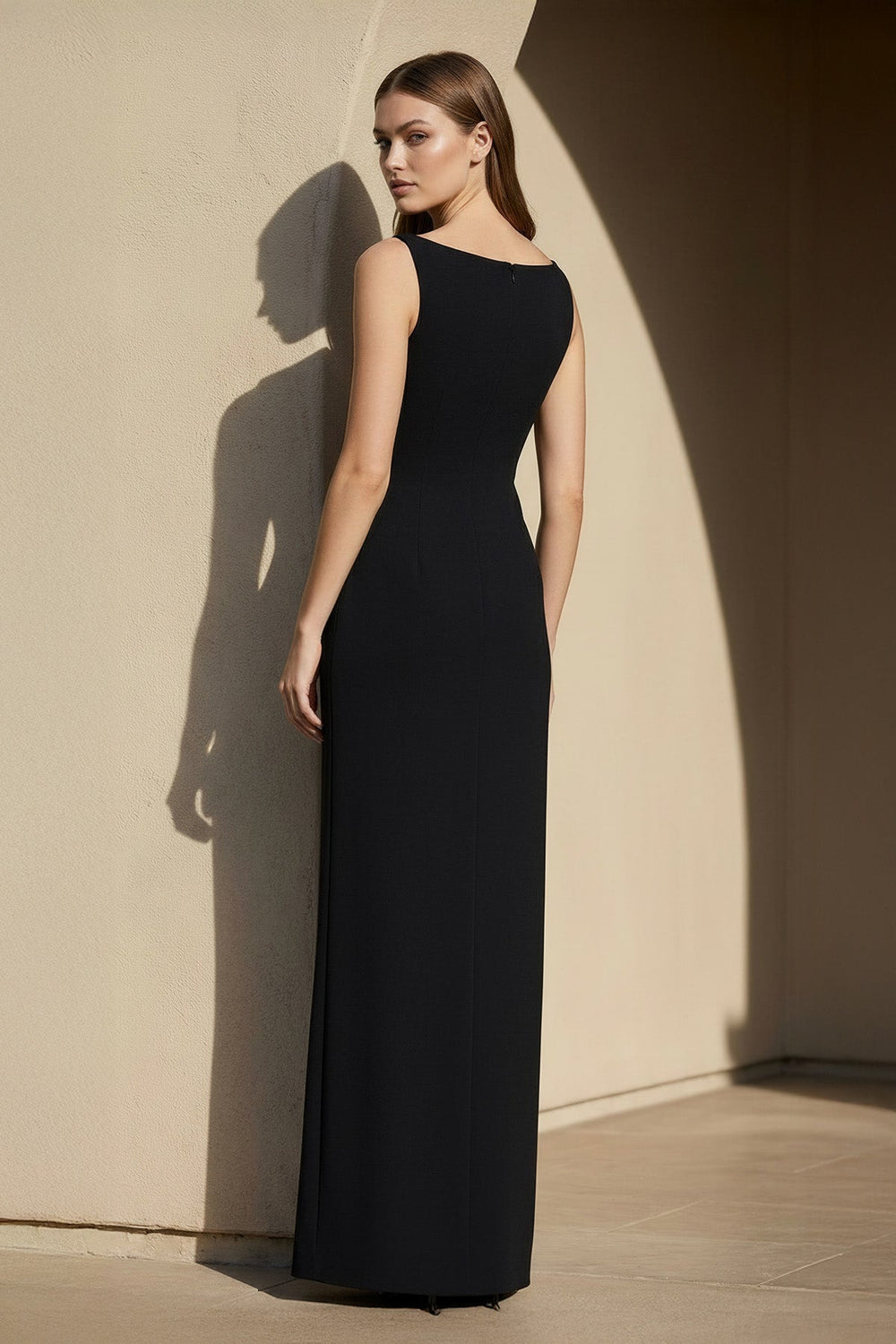 V Neck Maxi Dress With Beading in Black - SHE IS ME