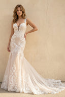 V Neck Mermaid Lace Wedding Dress - SHE IS ME Wedding Dresses
