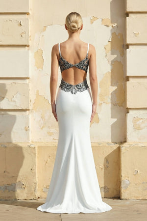 V Neck Mermaid Satin Wedding Dress - SHE IS ME Wedding Dresses