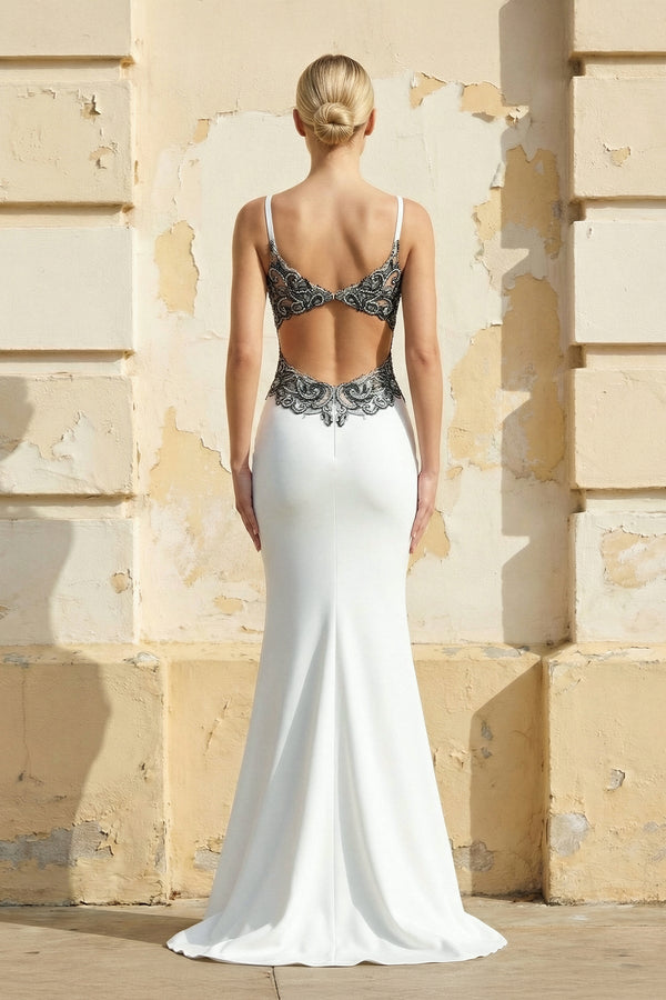 V Neck Mermaid Satin Wedding Dress - SHE IS ME Wedding Dresses