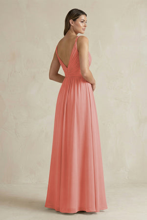 V-Neck Pleated A-Line Chiffon Bridesmaid Dress in Mulberry - SHE IS ME BRIDESMAID DRESSES