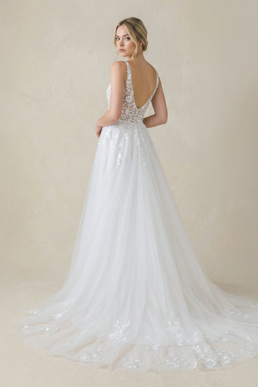 V Neck Satin Mermaid Wedding Dress in White - SHE IS ME WEDDING DRESSES