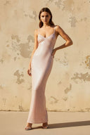 V Neck Sequins Maxi Dresses in Blush - SHE IS ME