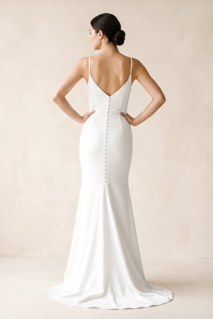 V - Neck Spaghetti Straps Sheath Maxi Dress in White - SHE IS ME Dresses