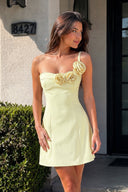 Yellow One Shoulder A Line Short Homecoming Dresses With Flowers - SHEISME