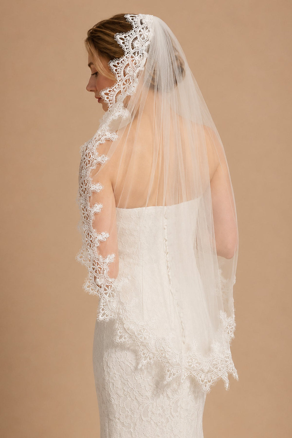 Vintage - Inspired Short Bridal Mantilla Veils Wedding Veil in Ivory - SHE IS ME Wedding Veils