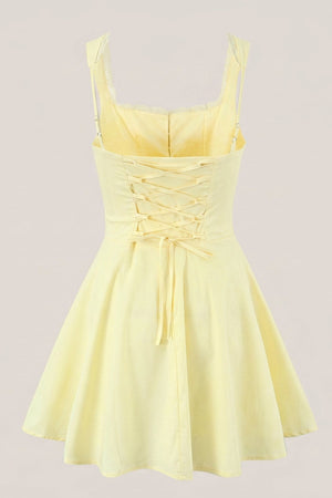 White Cotton Ruffled A - Line Mini Dress - SHE IS ME Dresses