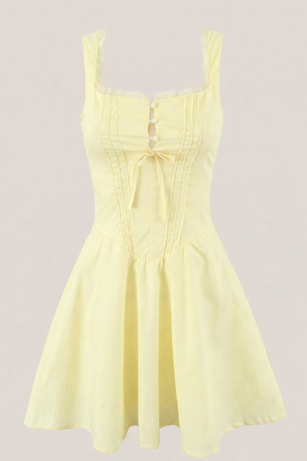 White Cotton Ruffled A - Line Mini Dress - SHE IS ME Dresses