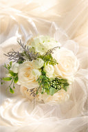 White Silk Rose Peony Cascade Wedding Bouquet Flowers - SHE IS ME Accessories