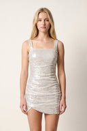 Bodycon White Square Neck Sequins Mini Party Dresses-SHEISME