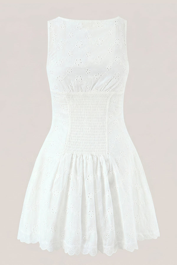White V - Neck Floral Print A - Line Mini Dress - SHE IS ME Dresses