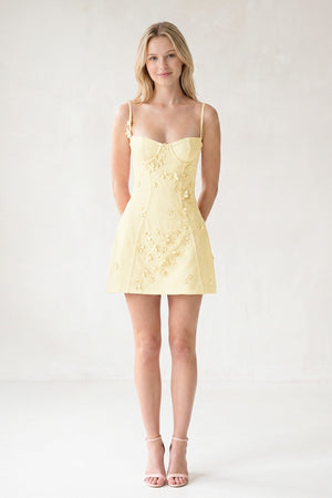 Yellow A-Line Appliqued Spaghetti Straps Short Homecoming Dress (5) | SHEISME