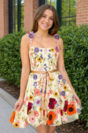 Yellow A Line Floral Short Homecoming Dress With 3D Flowers | SHEISME