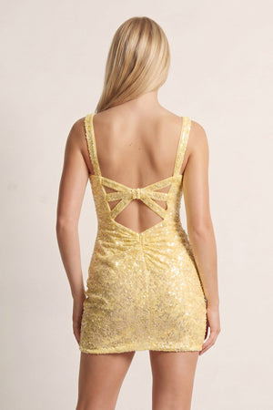 Yellow Bodycon V Neck Sequins Mini Party Dresses (2) | SHEISME