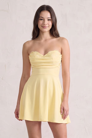 Yellow Lace Sweetheart A-Line Linen Short Homecoming Dress (3) | SHEISME