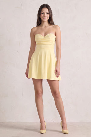 Yellow Lace Sweetheart A-Line Linen Short Homecoming Dress (5) | SHEISME
