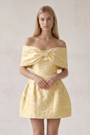Yellow Off The Shoulder Jacquard A Line Homecoming Dress With Appliques | SHEISME