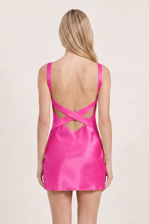 Hot Pink Simple Satin Sheath Mini Homecoming Dress | SHEISME