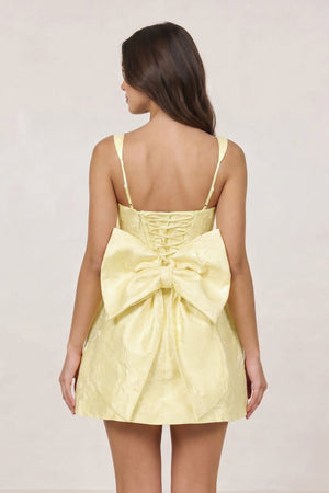 Yellow Square Neck A Line Short Homecoming Dresses With Bow (2) | SHEISME