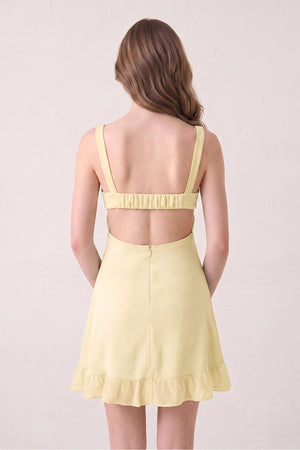 Yellow Sweetheart Chiffon Ruffled A-Line Cut-Out Homecoming Dress (2) | SHEISME