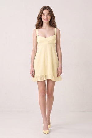 Yellow Sweetheart Chiffon Ruffled A-Line Cut-Out Homecoming Dress (3) | SHEISME