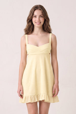 Yellow Sweetheart Chiffon Ruffled A-Line Cut-Out Homecoming Dress | SHEISME