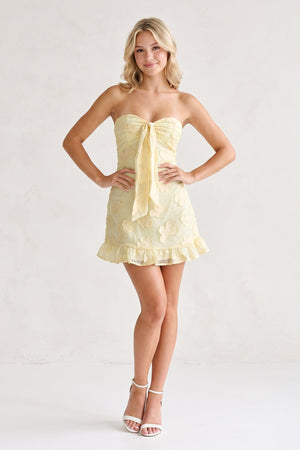 Yellow Sweetheart Embroidered Tulle Ruffled A-Line Homecoming Dress (3) | SHEISME