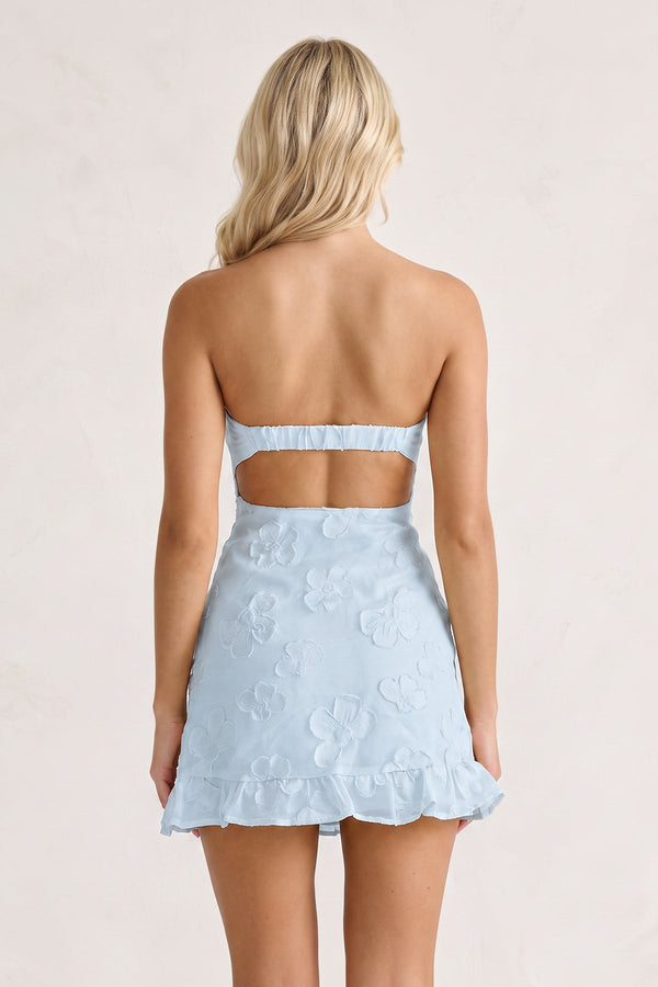 Blue Sweetheart Embroidered Tulle Ruffled A-Line Homecoming Dress (2) | SHEISME