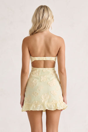 Yellow Sweetheart Embroidered Tulle Ruffled A-Line Homecoming Dress (2) | SHEISME
