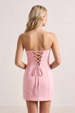 Pink Sweetheart Keyhole Sheath Satin Homecoming Dress (4) | SHEISME
